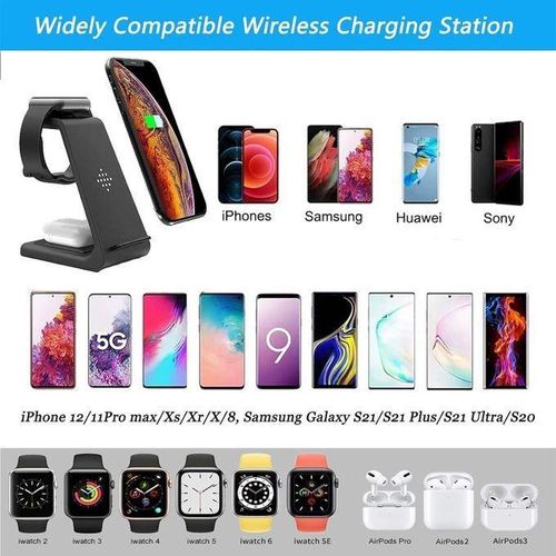 product_image_name-Generic-3 in 1 Portable Multifunctional Wireless Charger Stand - Black-3