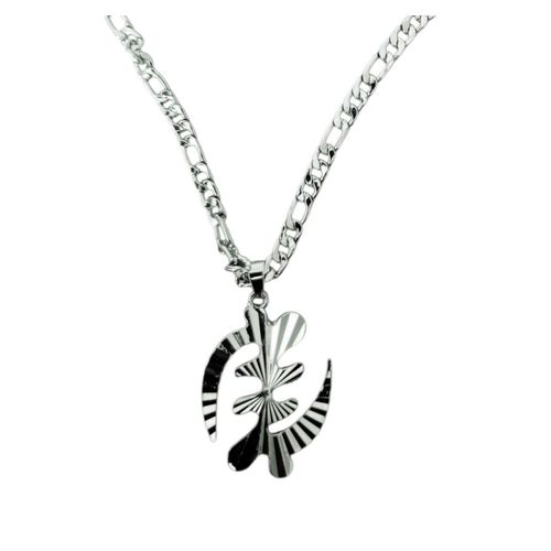 product_image_name-Generic-Silver Gye Nyame Adinkra Pendant Necklace - Classic Figaro Chain Heritage-1