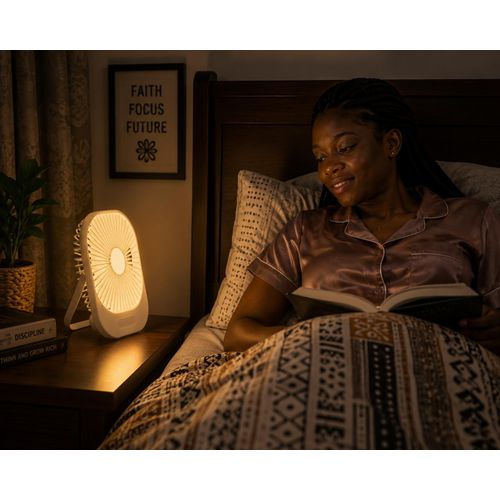 Generic Rechargeable Q01 Portable Desktop Mini Fan with a Lamp - image 6
