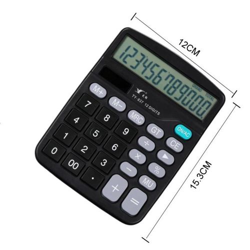 General calculator,12-digit LCD display ,black,Baterie solara - image 3