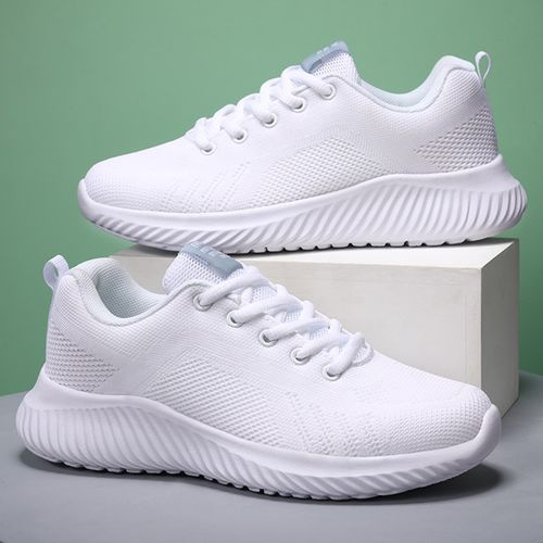 Shop Flangesio Fashion Women Lightweight Sneakers Big Size 35-42 Outdoor  Casual Shoes Breathable Mesh Comfort Lace Up Trainers Women White Online