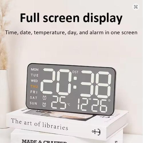 Generic LED electronic silent wall clock, desktop alarm clock, with temperature display