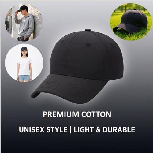 Fashion Premium Cotton Adjustable Unisex Face Cap - Black