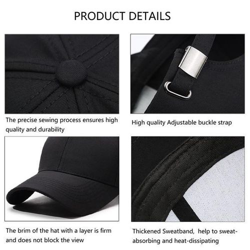 Fashion Premium Cotton Adjustable Unisex Face Cap - Black - image 4