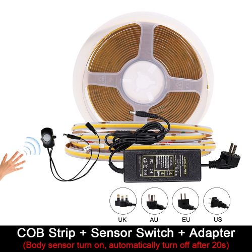 Shop Generic FOB COB LED StrLight Kit with Power Supply Dimmer 3mm 5mm 8mm  10mm Width Linear High Density Dimmable LED Tape Bar Lights 5m-Sensor  Switch Kit-Cold White 6000K-5 meters-384 LEDs (5mm