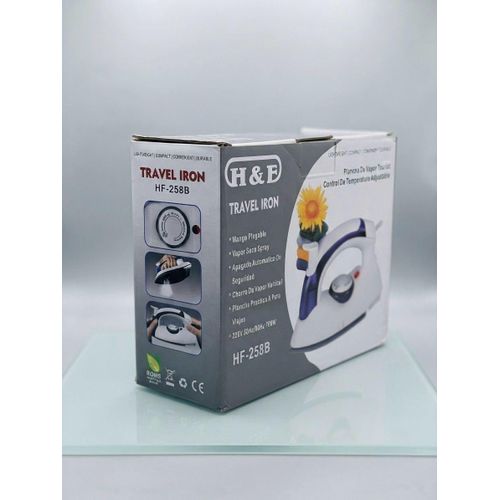 Generic H&F HF-258B Compact Foldable Travel Steam Iron – 700W Portable Dry & Spray Iron