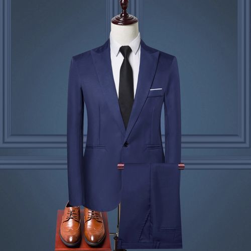 product_image_name-Generic-2 Piece Set Fashion Men's Slim Fit Formal Business Suit(Jacket + Pants)-Blue-1
