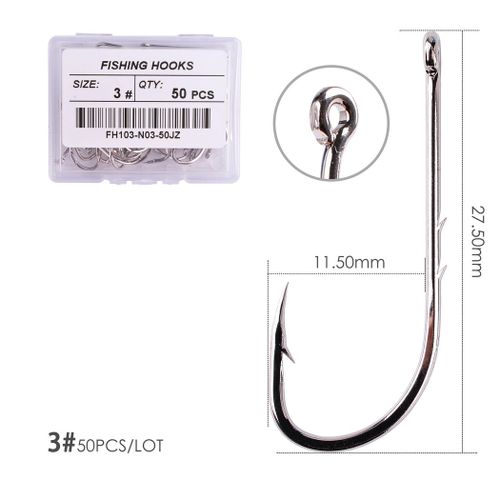 Shop Generic Long Shank Hooks For Fishing 50pcs/bag 1#-10# High