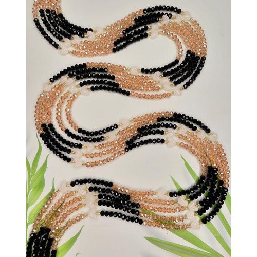 Generic 3 strand Black, Blush Pink & White Waist Beads