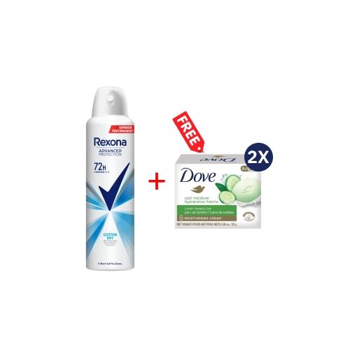 Shop Rexona Rexona Spray 72Hrs Cotton Dry - 200ml + Free