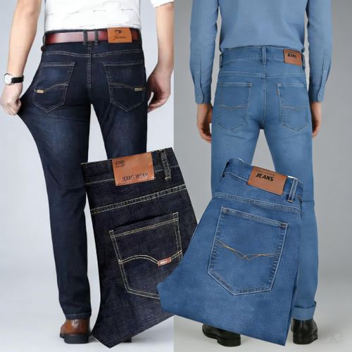 product_image_name-Fashion-(2Piece)Stretch Jeans Suit/Straight Jeans Stretch Jeans Suit - Blue/Black-1