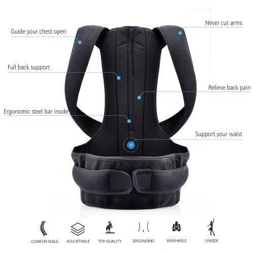 Generic Posture Corrector,Fitness Brace,Features adjustable straps and back support,unisex design - Black - image 4