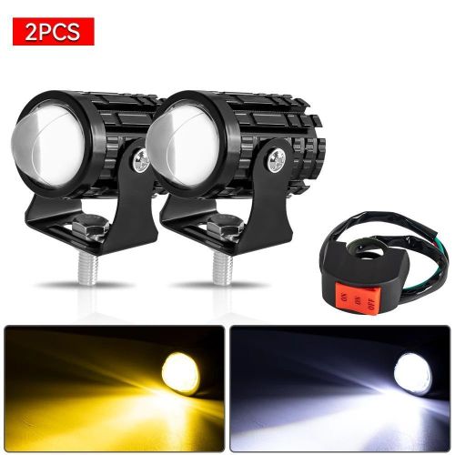 product_image_name-Generic-2pcs motorcycle headlight + switch, electric vehicle headlight, 8-80V dual color spotlight-4