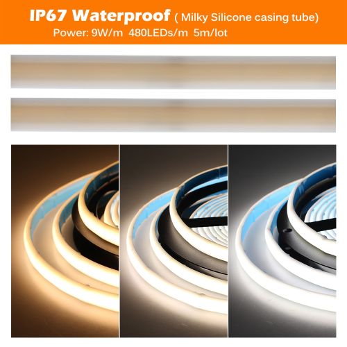 12V/24V IP67 Silicone Tube Waterproof COB Outdoor LED Strips