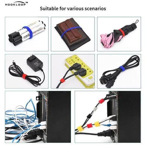 Generic 1 Roll Durable Grey Polyamide Cable Organizer Strap - Easy-to-Cut Hook and Loop Fastener for Efficient Cord Management in Home or Office, Cord Holder Black - image 2