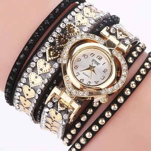 product_image_name-Fashion-Women's Bracelet Watch Luxury Ladies Leather Quartz Wristwatches - Black-1