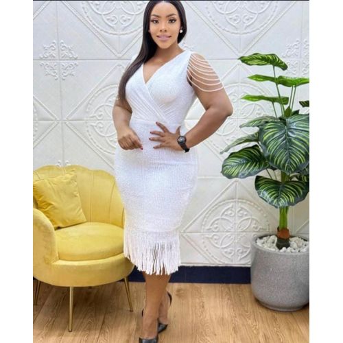 product_image_name-Generic-Shimmering Fringe Cocktail Dress - Pristine White-2