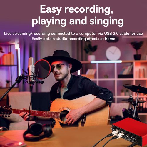 YUUIKLLE USB Audio Interface for Guitarists, Vocalists, Podcasters or playback studio quality sound - image 4