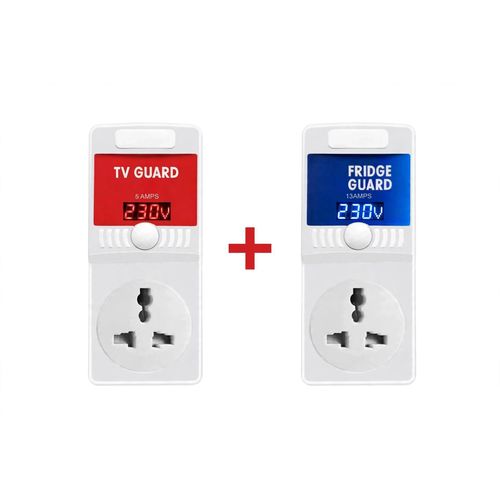 Powerful 2 PCS COMBO - TV Guard 5A Red Display + Fridge Guard 13A Blue Display - Save Money Pack