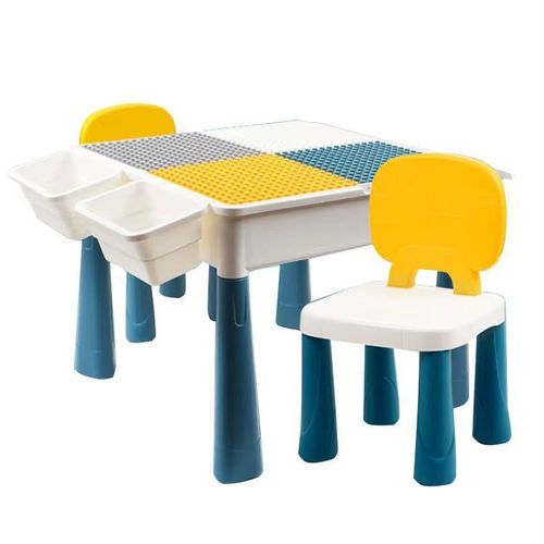 Technic 6-in-1 Kids Building Block Table Set with Chair – Multi-Functional Activity Table with Storage Bins & Dinosaur Marble Run Track - image 3