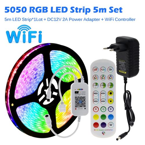 Shop Generic RGB LED StrLight 5050 2835 Flexible LED Light Str10M 15M 20M 12V  RGB LED Tape Set with Wifi / Bluetooth Music Controller-Wifi Music 5050  5m-No -- Online