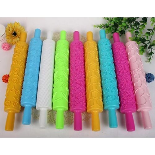 product_image_name-AD-1pc Multifunctional Embossed Textured Non - Stick Rolling Pin For Pastry Making - Multicolours-1