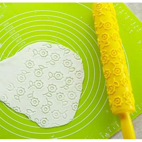 product_image_name-AD-1pc Multifunctional Embossed Textured Non - Stick Rolling Pin For Pastry Making - Multicolours-3