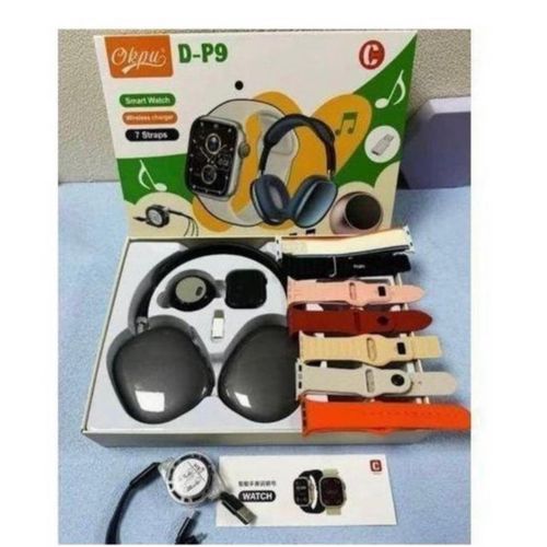 Generic D-P9 Smart watch with 7 Straps, BT Speaker, P9 Headphone