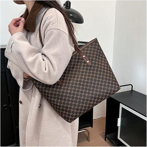 NOVOO Elegant PU Leather Tote Bag For Women-Coffee - image 4