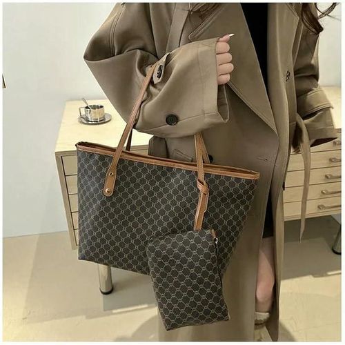 NOVOO Elegant PU Leather Tote Bag For Women-Coffee - image 7