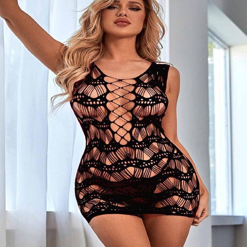 product_image_name-Fashion- Women's Jacquard Mesh Nightgown-3