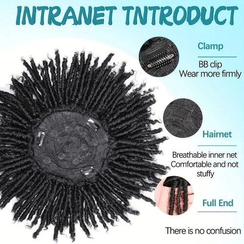 Generic Men’s Short Dreadlock Wig, Natural-Looking Black Curly Faux Locs Hairpiece, Lightweight & Easy to Wear for Daily Style - image 2
