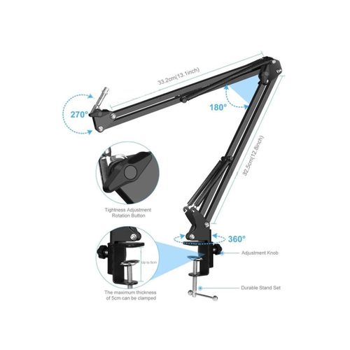 product_image_name-White Label-Podcast Microphone USB Sound Card Kit Professional Studio Live with Long Arm - Gold-4