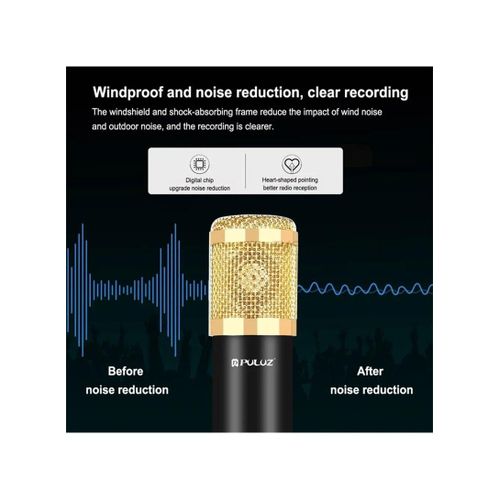 product_image_name-White Label-Podcast Microphone USB Sound Card Kit Professional Studio Live with Long Arm - Gold-5