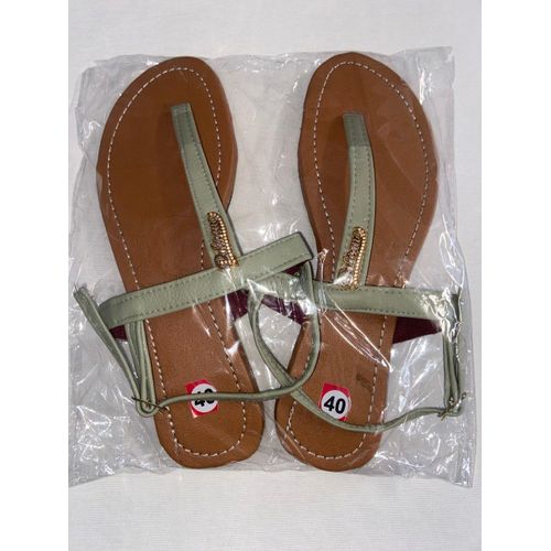 product_image_name-Generic-Stylish Ladies Flat Sandals for Women- Brown and light Olive-2