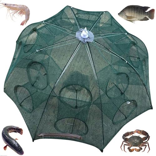 Shop Generic 4/6/8/10 /12/16/20Hole Automatic Fishing Net Fishing Trap  Portable Folding crayfish catcher Mesh Trap Cage with Ring for Pesca Online