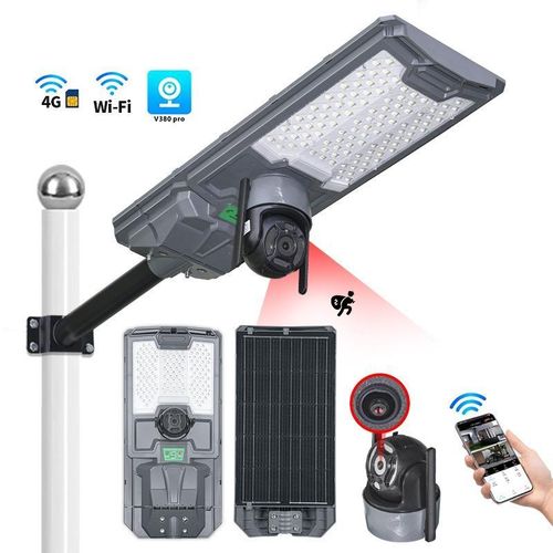 product_image_name-ESCLIGHTING-Outdoor CCTV HD Camera Solar Street Light + Remote Control - WIFI, 4G - 3000W - Grey-1
