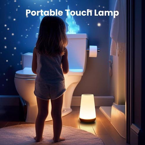 product_image_name-TodyJeyHo-Portable Touch Lamp, Night Light, Portable Table Sensor Control Bedside Lamps with Quick USB Charging Port, 5 Level Dimmable Warm White Light & 13 Color Changing for Bedroom/Office/Hallways-4
