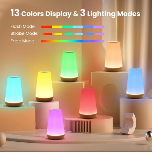 product_image_name-TodyJeyHo-Portable Touch Lamp, Night Light, Portable Table Sensor Control Bedside Lamps with Quick USB Charging Port, 5 Level Dimmable Warm White Light & 13 Color Changing for Bedroom/Office/Hallways-5