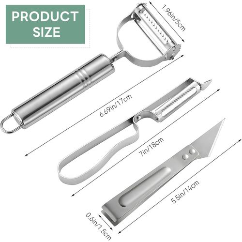 product_image_name-Generic-3Pcs Julienne Peeler Set, Stainless Steel Vegetable Peeler Julienne Slicer, Kitchen Vegetable Peeling Tool for Veggie Fruit Carrot-3