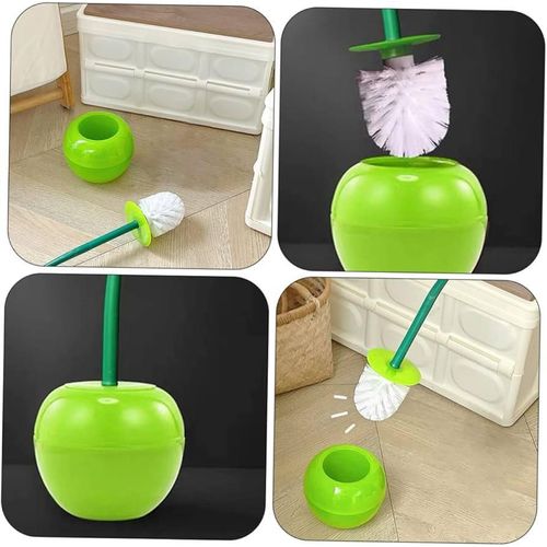 Generic Cherry Bathroom Toilet Brush & Holder Set- Green - image 3