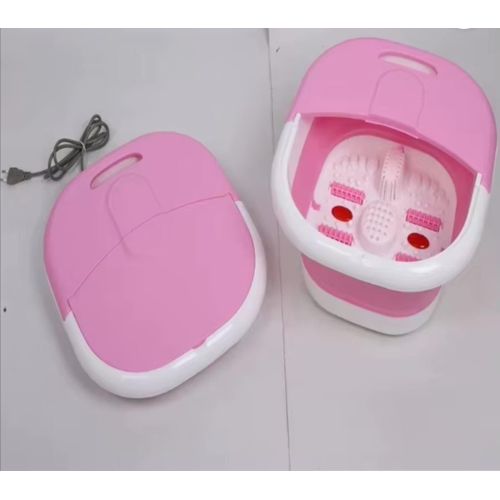 product_image_name-Salon Care-Portable Luxury  500W Folding Foot Bath 4 Rollers Massage Bubble Steam Wave Automatic Heating & Vibration Therapy -  Foldable Pedicure Plastic Foot  Soak Bath Basin /Tub Soaking Massage Bucket - Pink/White-5