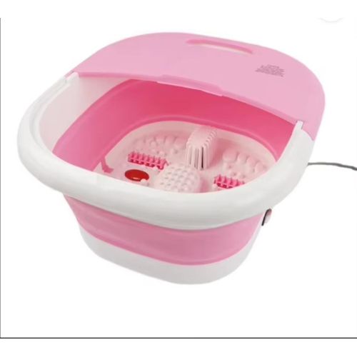 product_image_name-Salon Care-Portable Luxury  500W Folding Foot Bath 4 Rollers Massage Bubble Steam Wave Automatic Heating & Vibration Therapy -  Foldable Pedicure Plastic Foot  Soak Bath Basin /Tub Soaking Massage Bucket - Pink/White-8