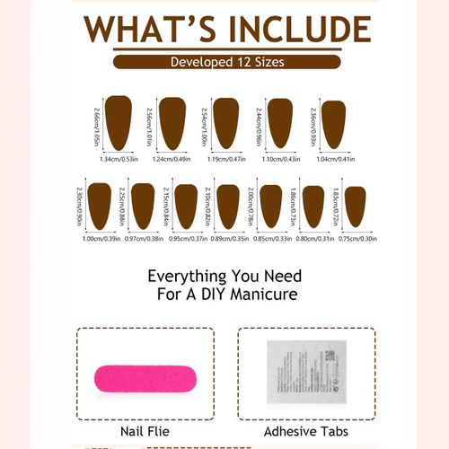 Generic Beauty Press On Nails with Designs, Stick On Wearing Nail Set, 24Pcs - image 3