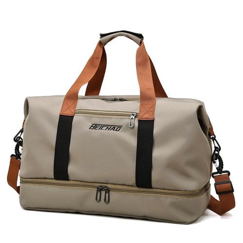 product_image_name-Gukbis-Travel bag with comfortable handle - easy to carry, large capacity travel bag, wet and dry use for women - Khaki-3