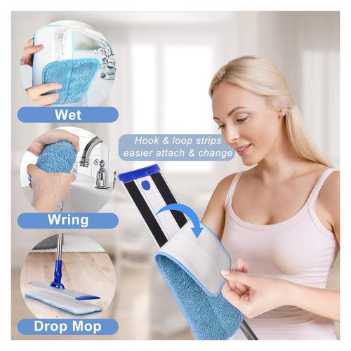 product_image_name-TodyJeyHo-Flat Mop, Microfiber Mop Floor Cleaning System, Stainless Steel Handle, 4 Reusable Washable Mop Pads For Wood Flooring, Tile Cleaning For Wet And Dust Mopping-4