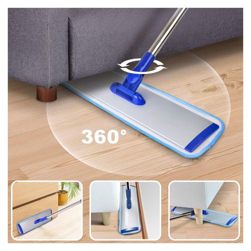 product_image_name-TodyJeyHo-Flat Mop, Microfiber Mop Floor Cleaning System, Stainless Steel Handle, 4 Reusable Washable Mop Pads For Wood Flooring, Tile Cleaning For Wet And Dust Mopping-6