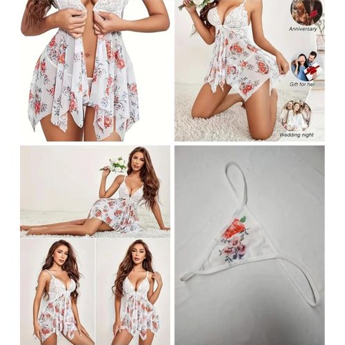 product_image_name-Ladies Trend-Women’s seductive French-inspired retro nightdress – a semi-sheer lace camisole pajama set designed with a slim fit for a flattering look - Multicolor -3