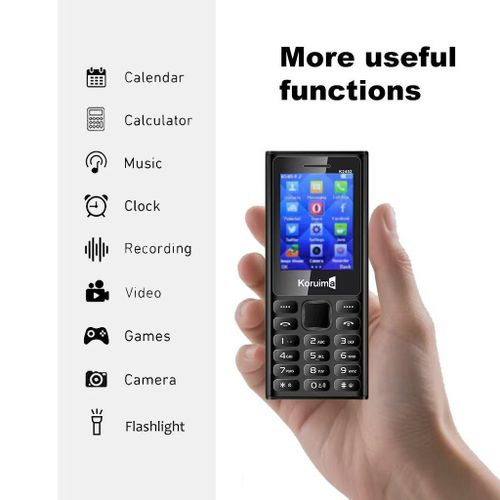 Koruima K2402 Button Phones 2.4" 1800mAh 5V 1A Type-C Charger Big Battery Dual Sim Feature Phones Black - image 3