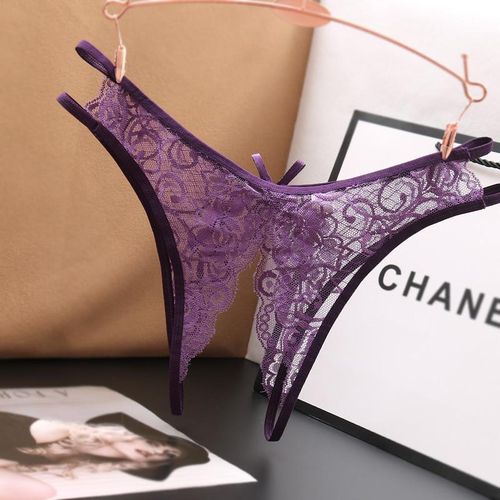 Shop Fashion Transparent Women's Panties Female Lace Underwear Open Crotch Thongs  Sexy Lingerie Erotic Panty Hot G-String Cute Bow Online